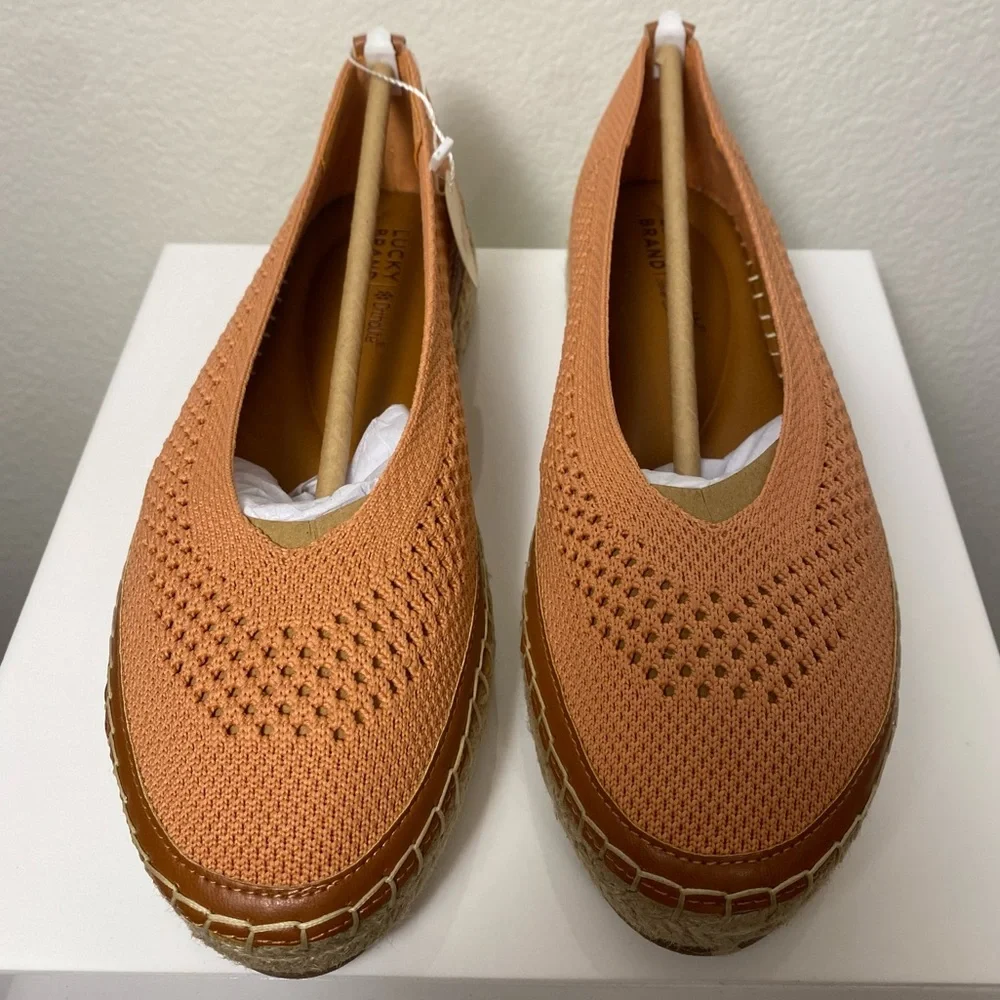 NWB Lucky Brand Women's Orena Knit Corange Espadrille Platform Flats Size 7
